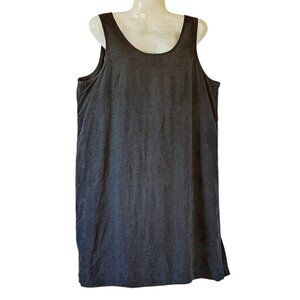 Pineapple Moon Black Silk Shift Dress Side Slits Zip at Back Women's Size XL